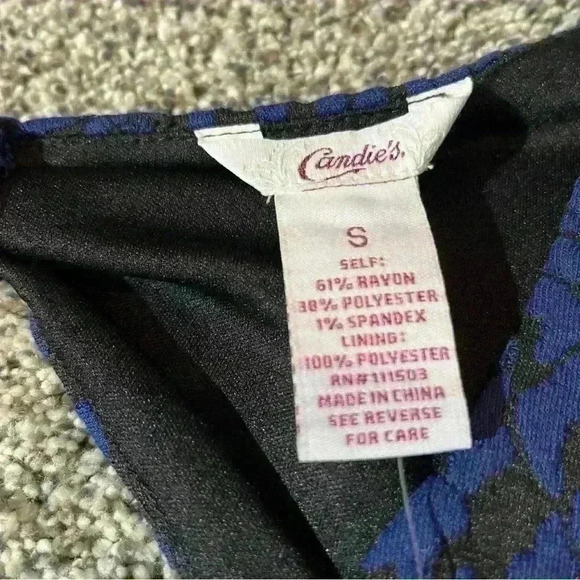 Candie's Juniors Double Knit Rose black and blue Skater Dress size Small - Picture 4 of 11